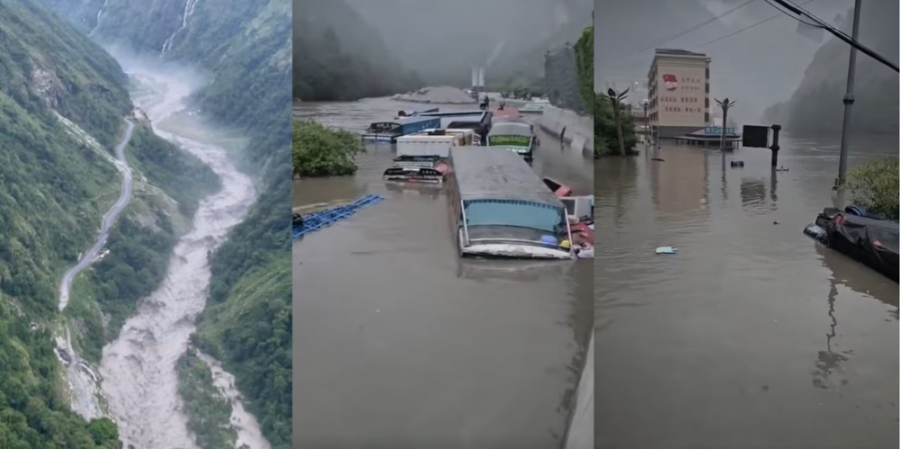 Tibet's permafrost melts, causing the Lhende River in Nepal to flood catastrophically