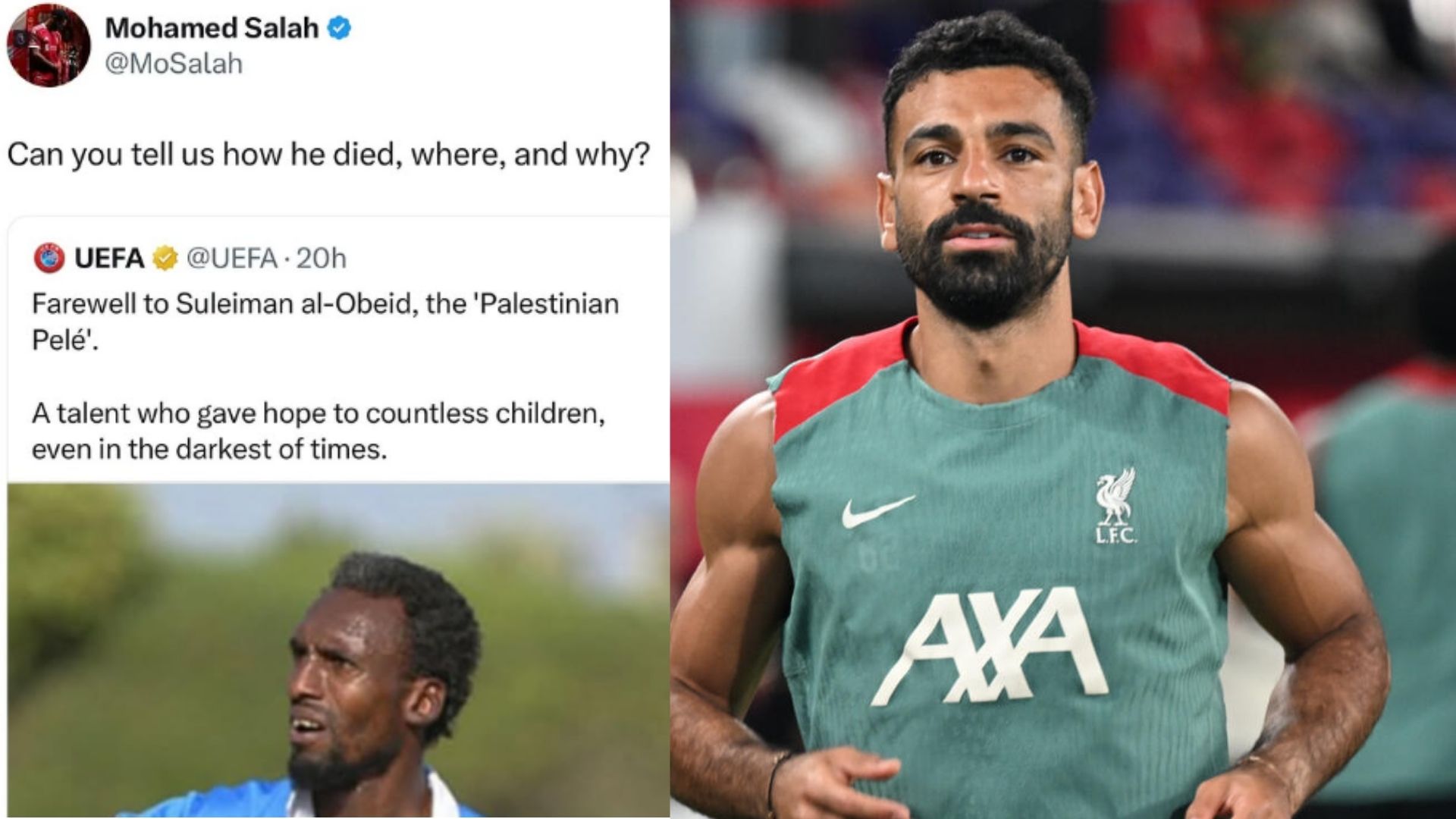 Mohamed Salah Criticizes UEFA Tribute to Palestinian Footballer Suleiman Al-Obeid